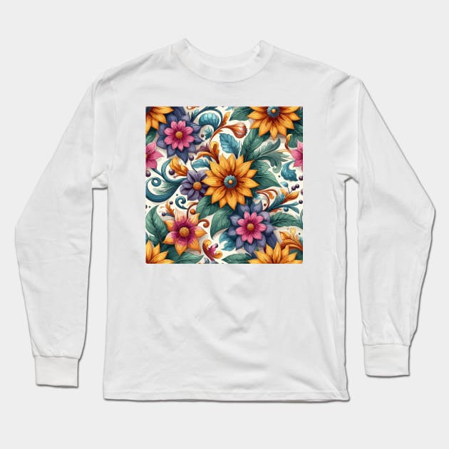 Abstract Flower Long Sleeve T-Shirt by Siha Arts